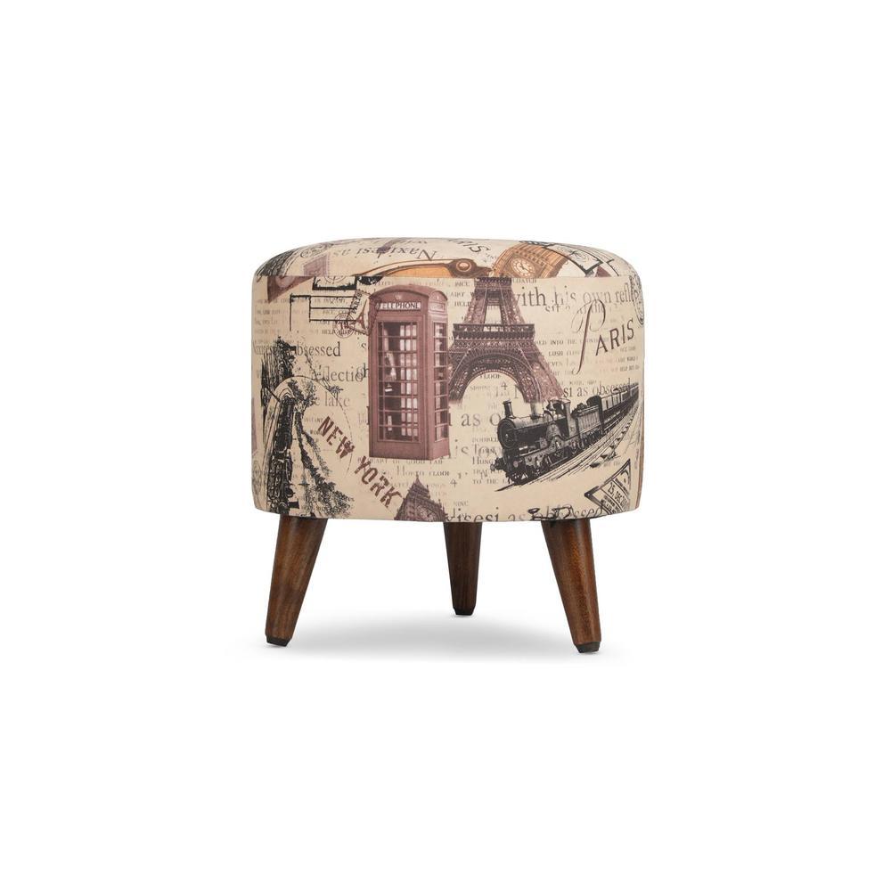 Ryder Solid Wood  Ottomon in  Beige Colour