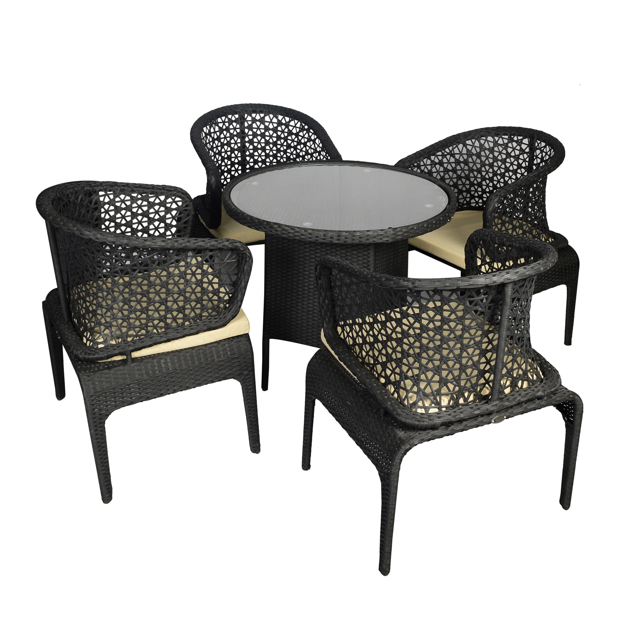 Launceston Wicker Table And Chair Set In Black Finish