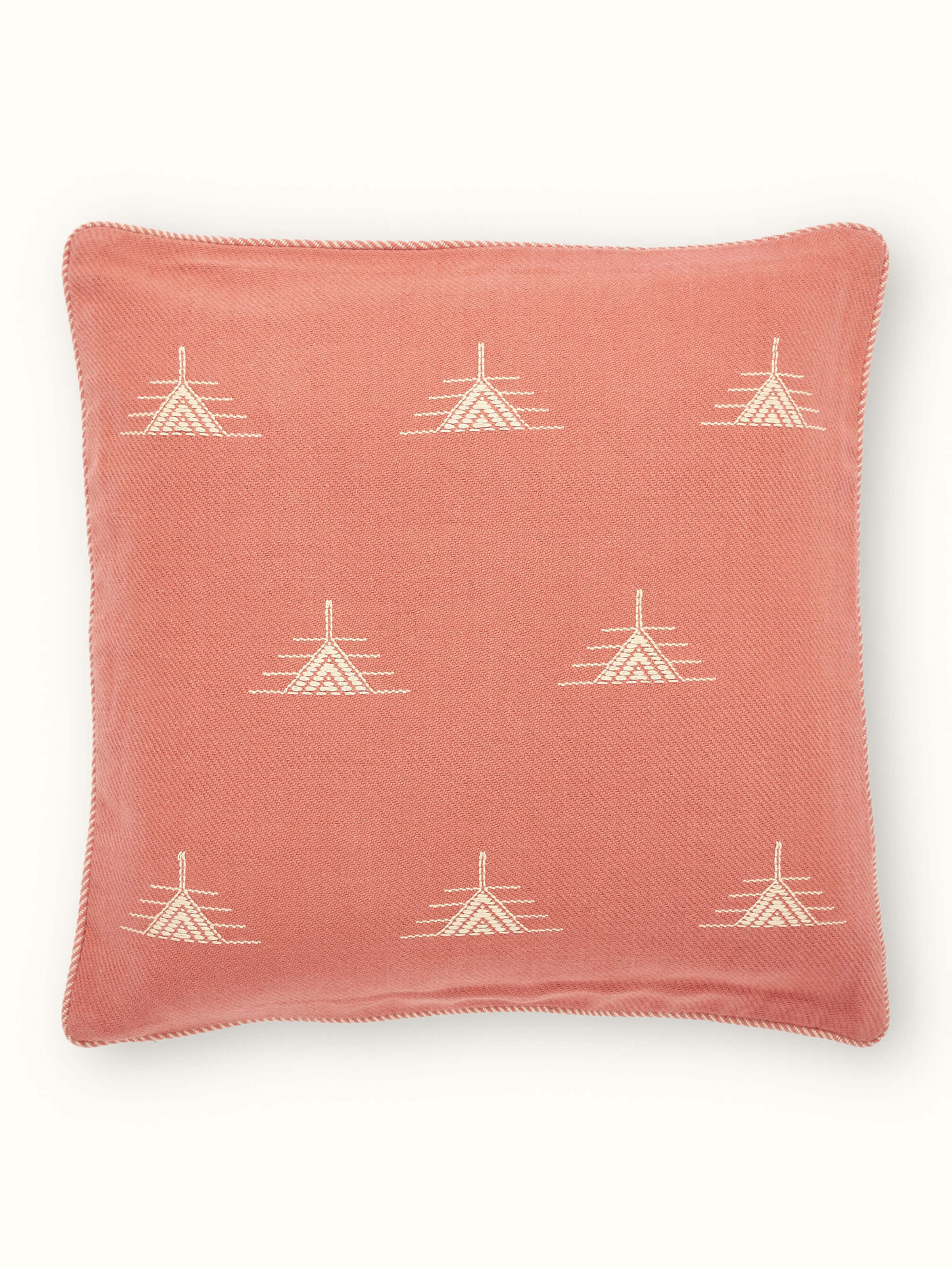 Godna Peach Buti Cotton Handwoven Pattu Cushion Cover