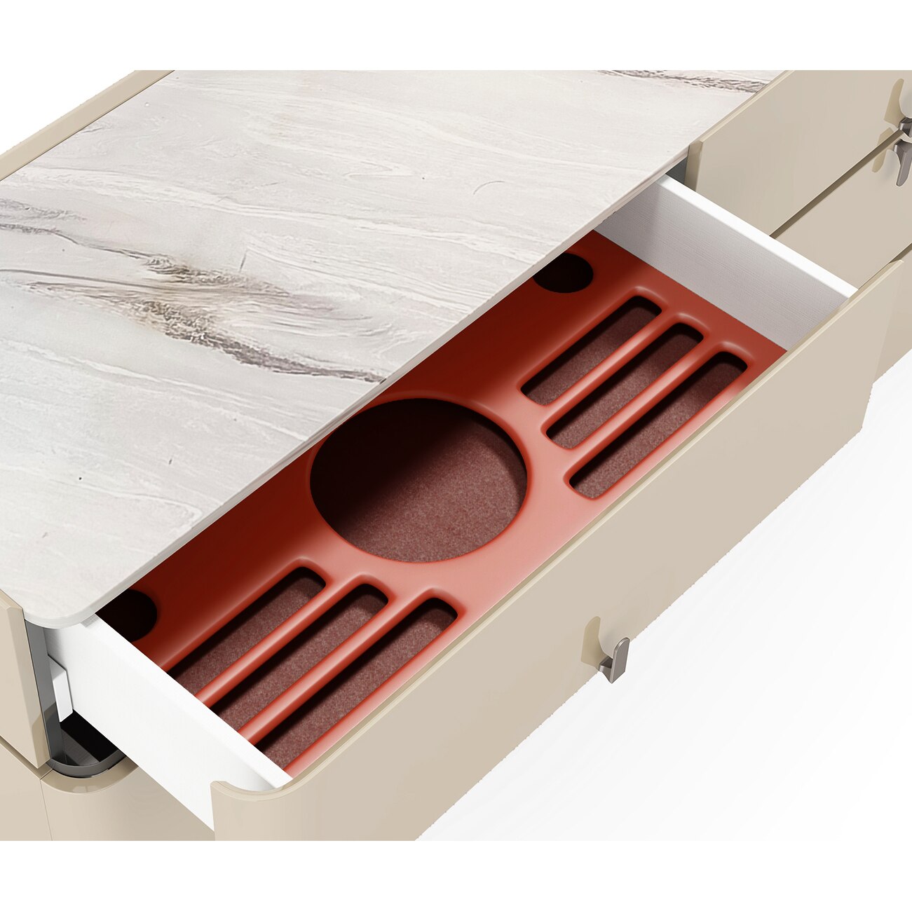 Naomi Dresser With Mirror In High Gloss Beige Finish