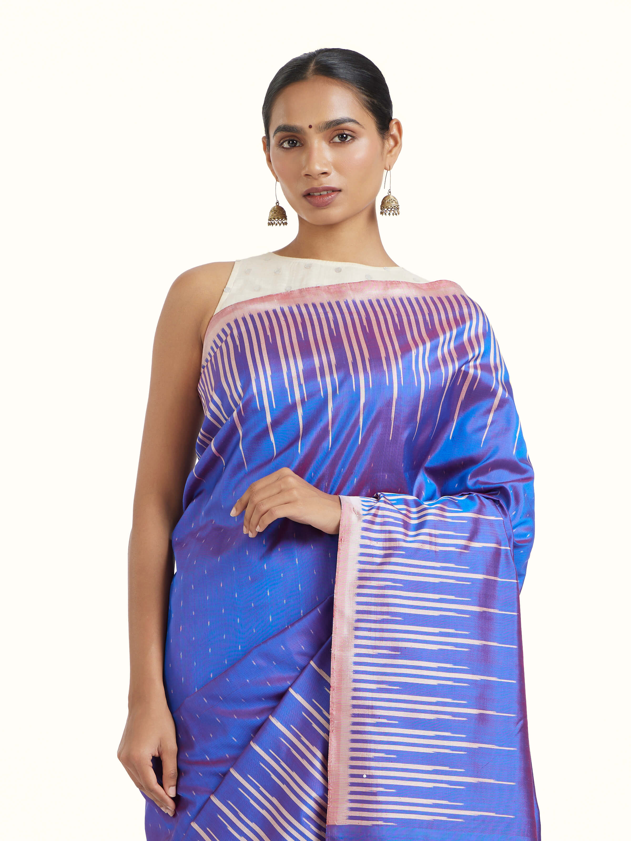 Blue Pochampally Single Ikat Saree