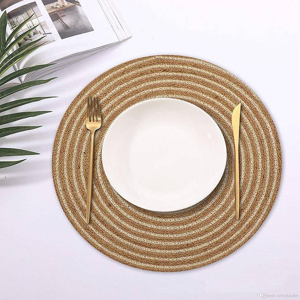 Jute Placemat (Beige , 38 CM x 38 CM , Pack of 2 )