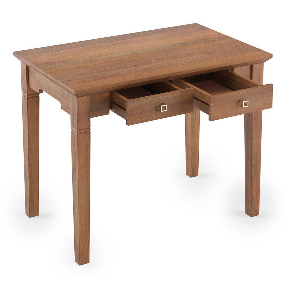 Malabar Solid Wood Study Table in Amber Walnut Finish