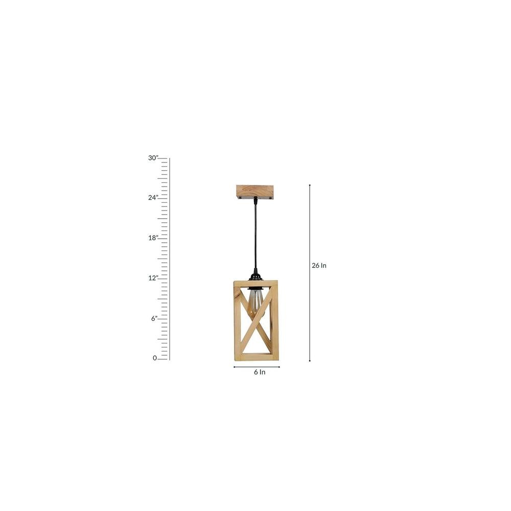 Symmetric Beige Solid Wood Single Hanging Light