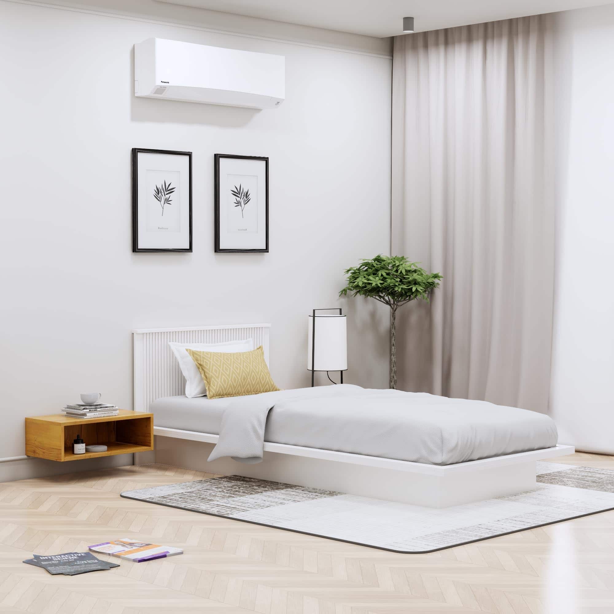 Hexa Engineered Wood Modern Single Bed With Headboard Without Storage In Frosty White - HexaRed