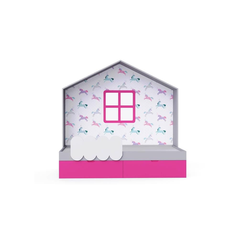 Little Hut Engineered Wood Drawer Storage Bed in White Colour