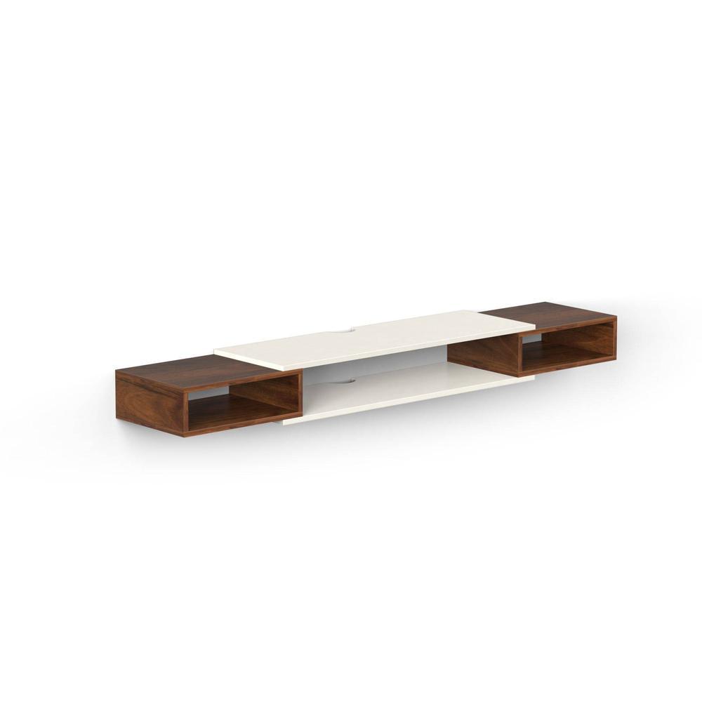 Toska Engineering Wood Wall Mount TV Entertainment Unit Set Top Box Stand/TV Cabinet with Shelves for Books & Décor Display Unit Large Upto 50 Inches (Brown Maple & Beige)