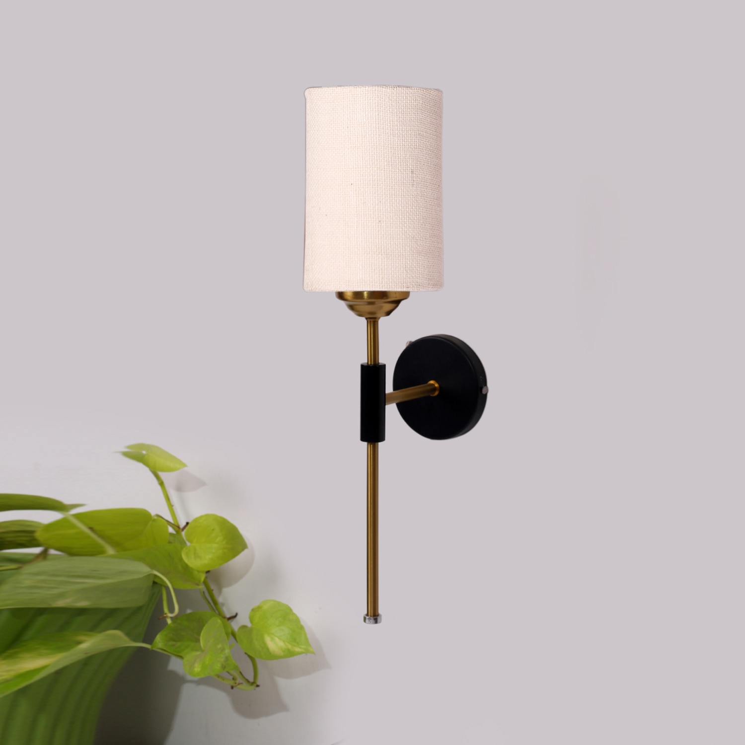 Devansh Metal Electric Wall Light in Black Colour with White Shade Count of 1 Light - Devansh