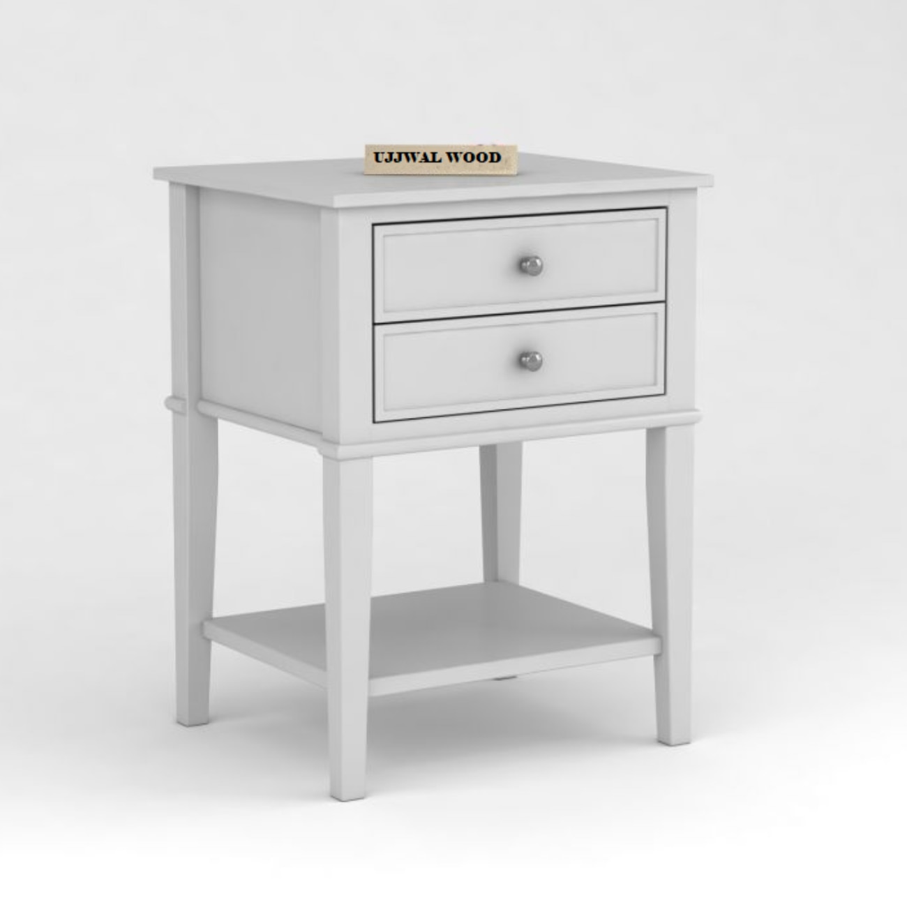Anton Mango Wood Side and End Table (White Finish)