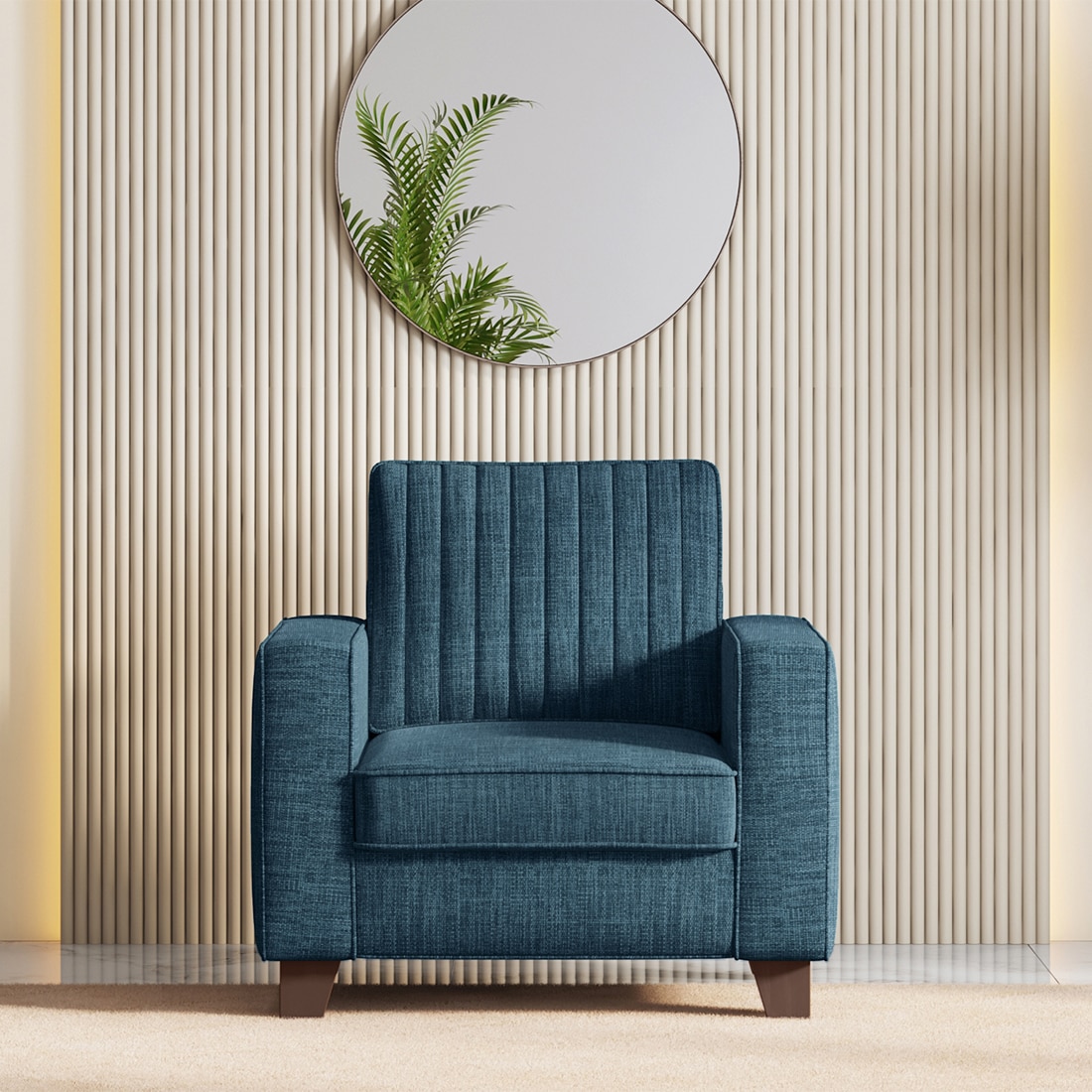 Apollo Neo 1 Seater Fabric Sofa In Indigo Blue Colour