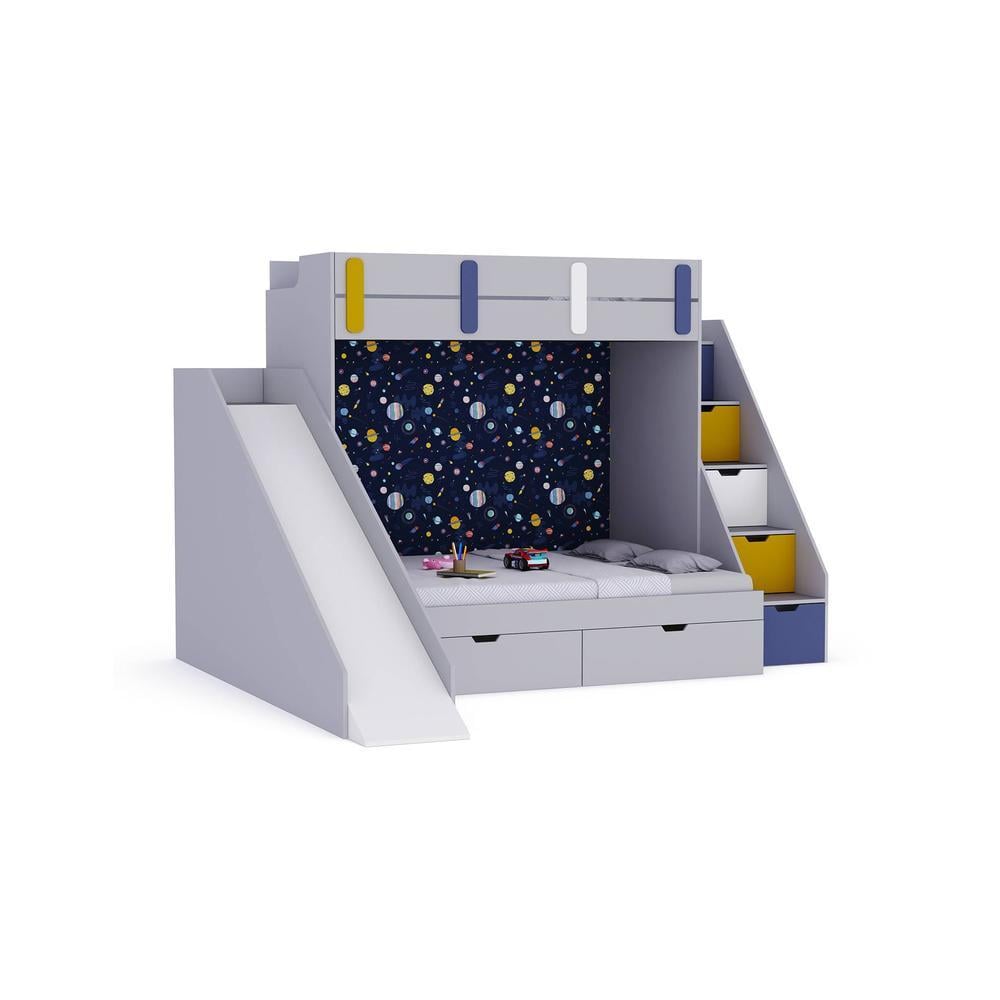 Sleep Nâ€™ Slide Bunk Bed with Slide and Storage in Grey Colour BKBB023