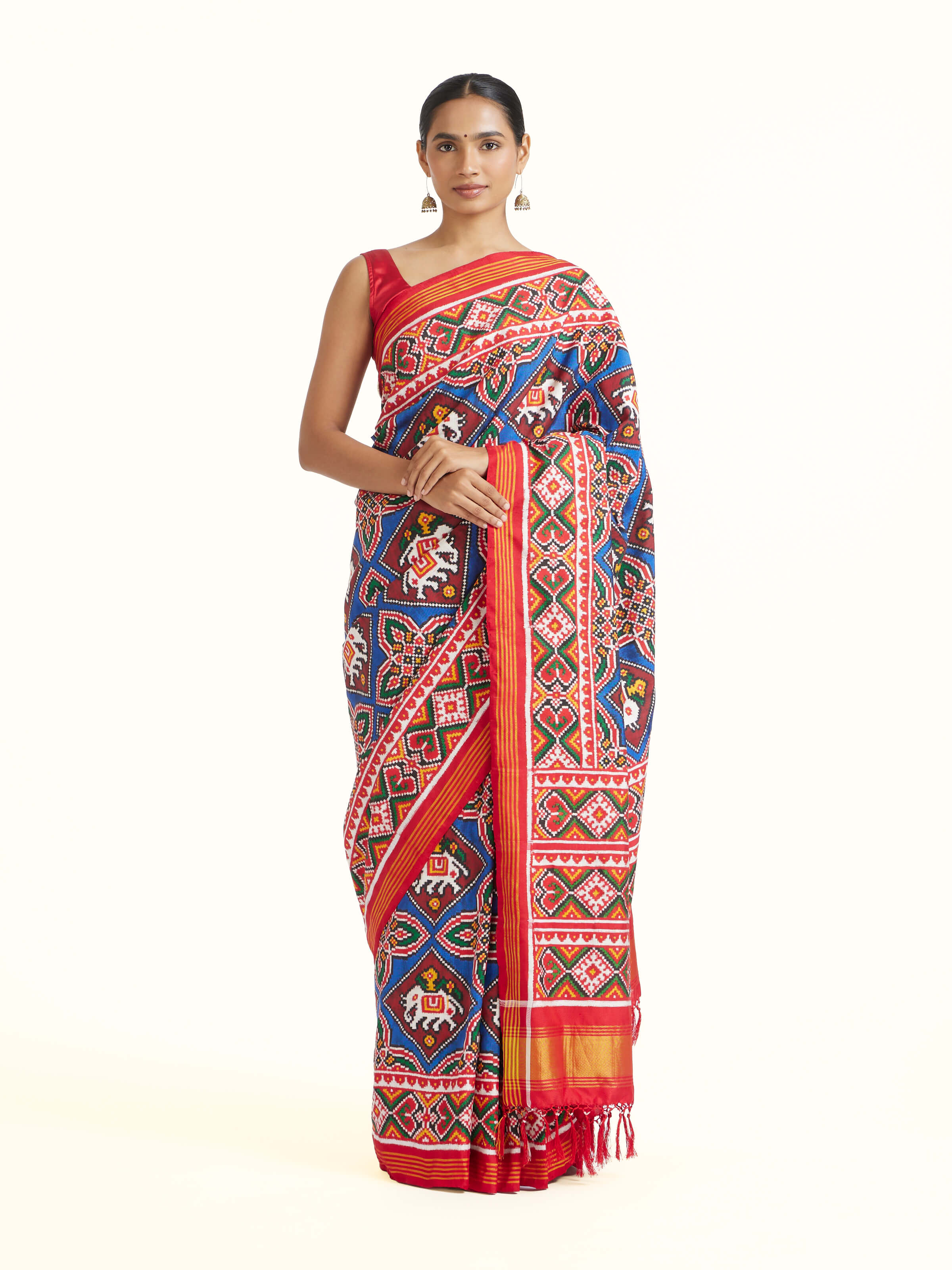 Side view of the Navy Patan Patola Saree