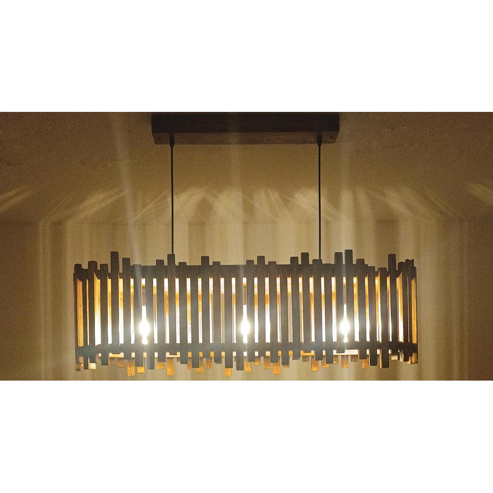 Palisade 36 Centrum Brown Wooden 3 Series Hanging Lamp