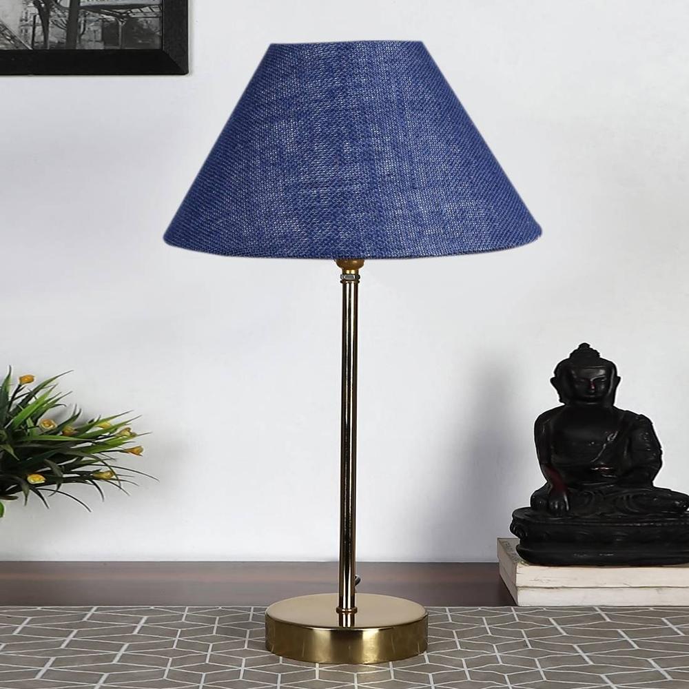 Blue Jute with Metal Gold Table Lamp