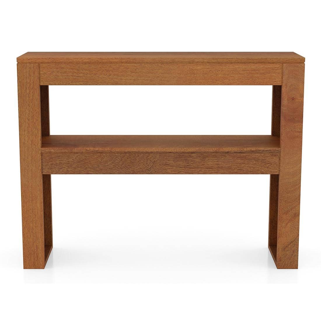 Epsilon Solid Wood Console Table In Amber Walnut Finish