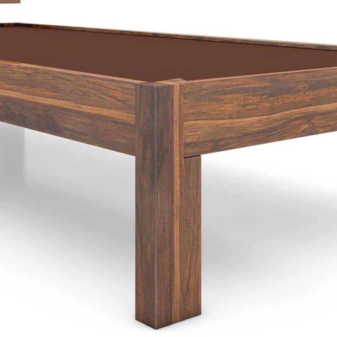 Boston Solid Wood Single Size Bed In Teak Finish