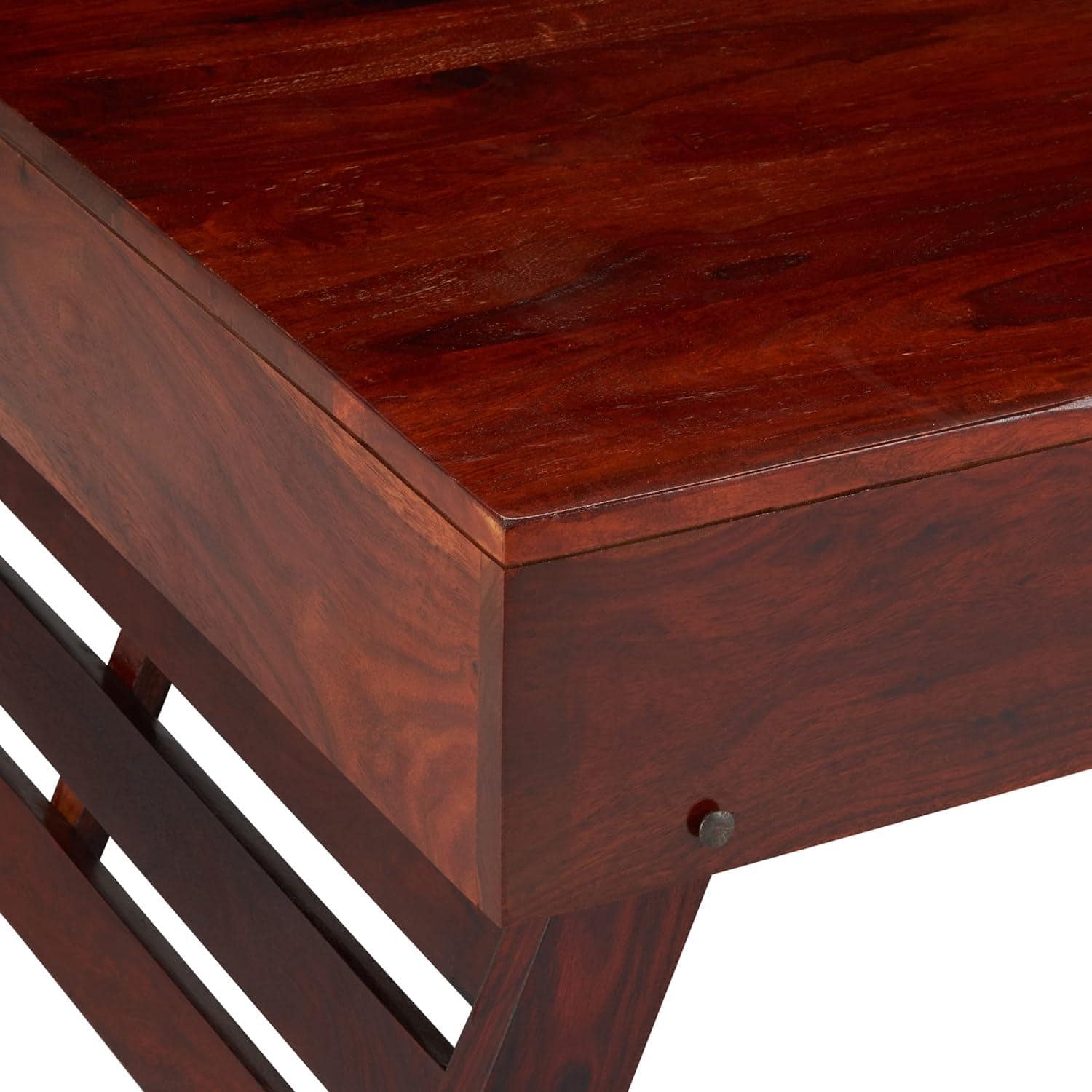 Bradford Sheesham Wood Contemporary Square Foldable Coffee Table In Honey Finish