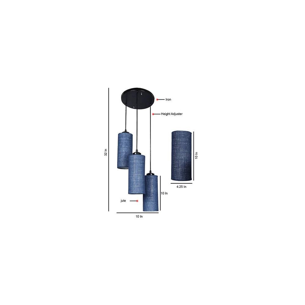 Conner Blue Natural Fiber Cluster Hanging Light