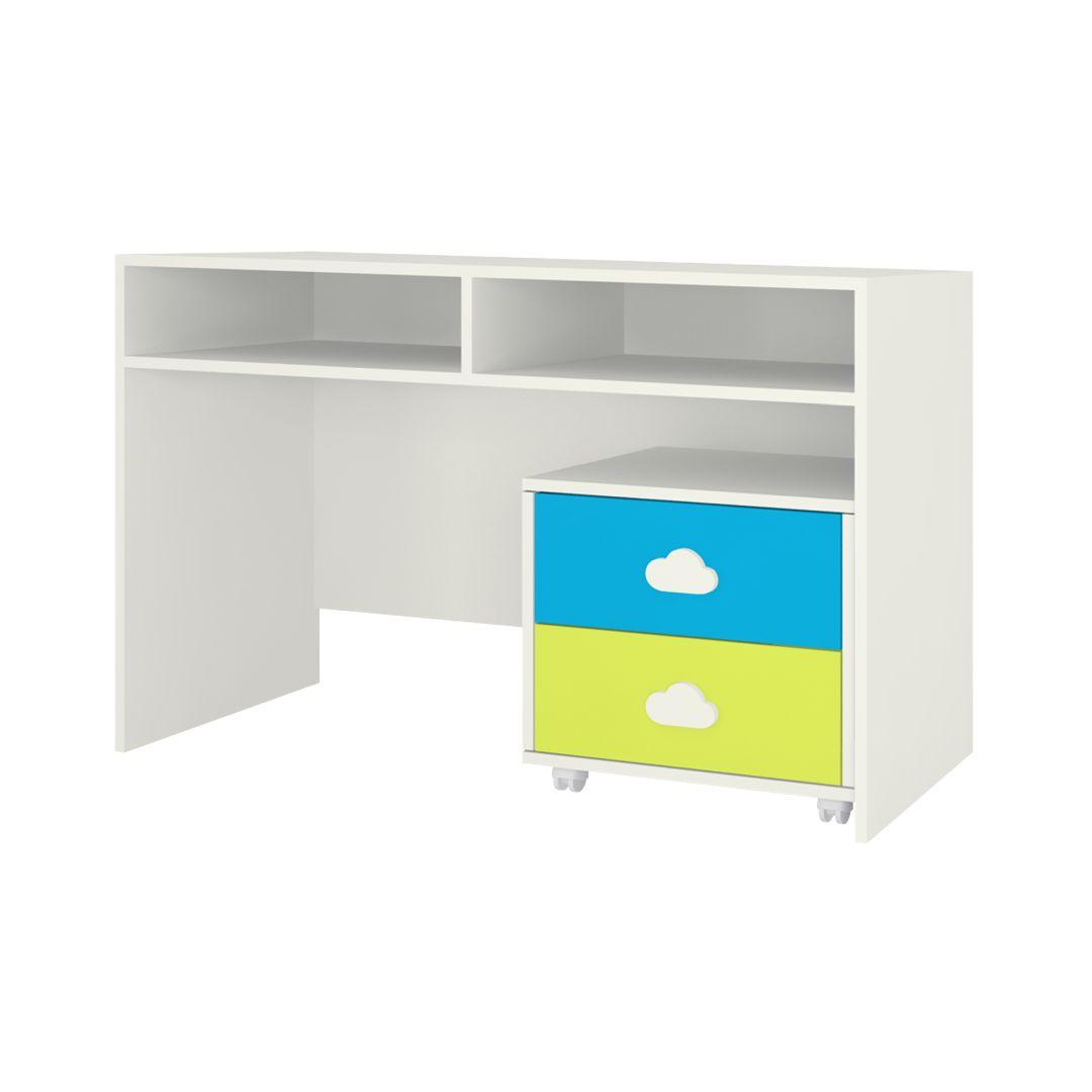 Renata Kids Study Desk cum Drawer Unit on Wheels in Lime Yellow Azure Blue Colour