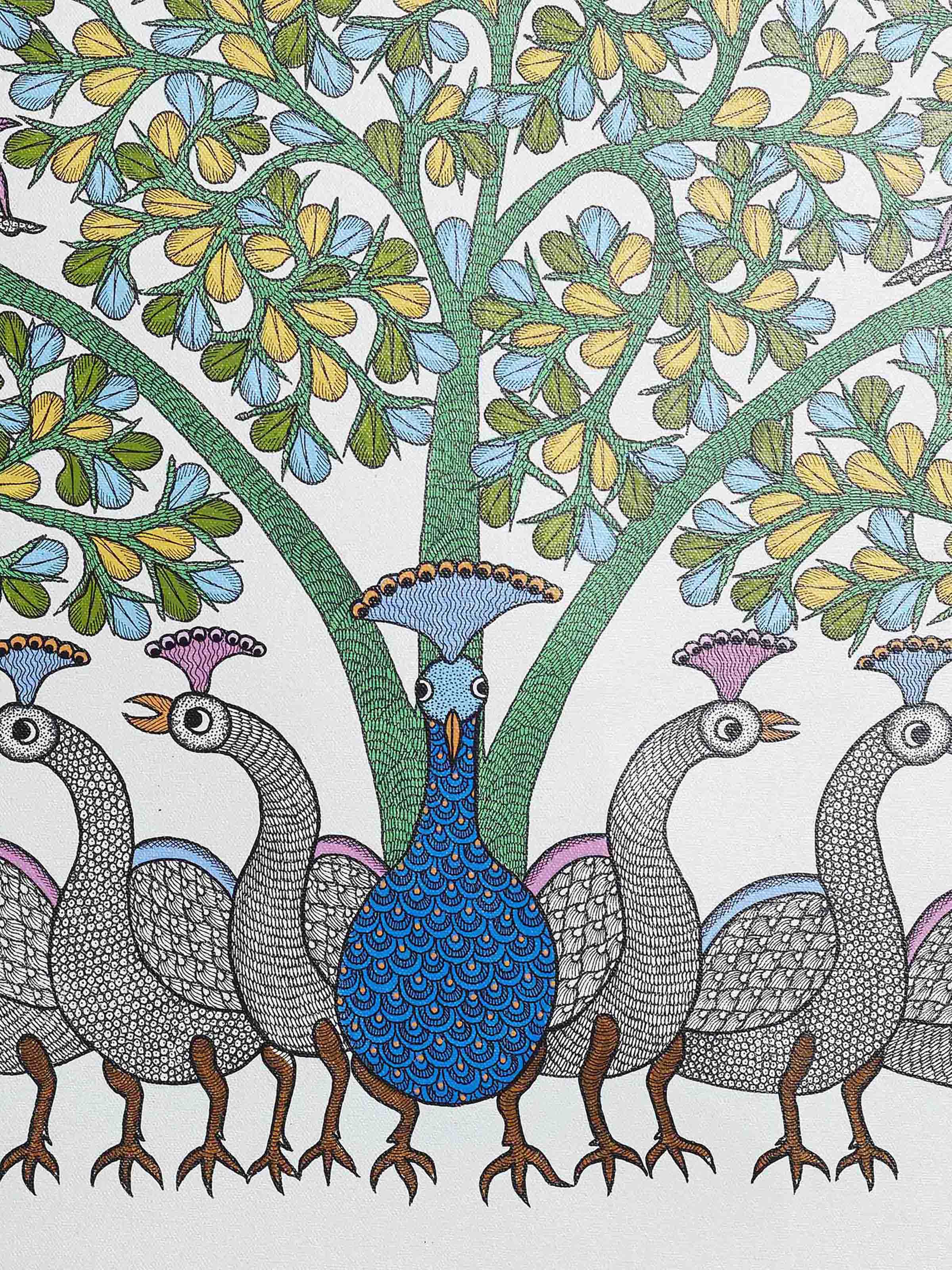 Dancing Peacocks Gond Art