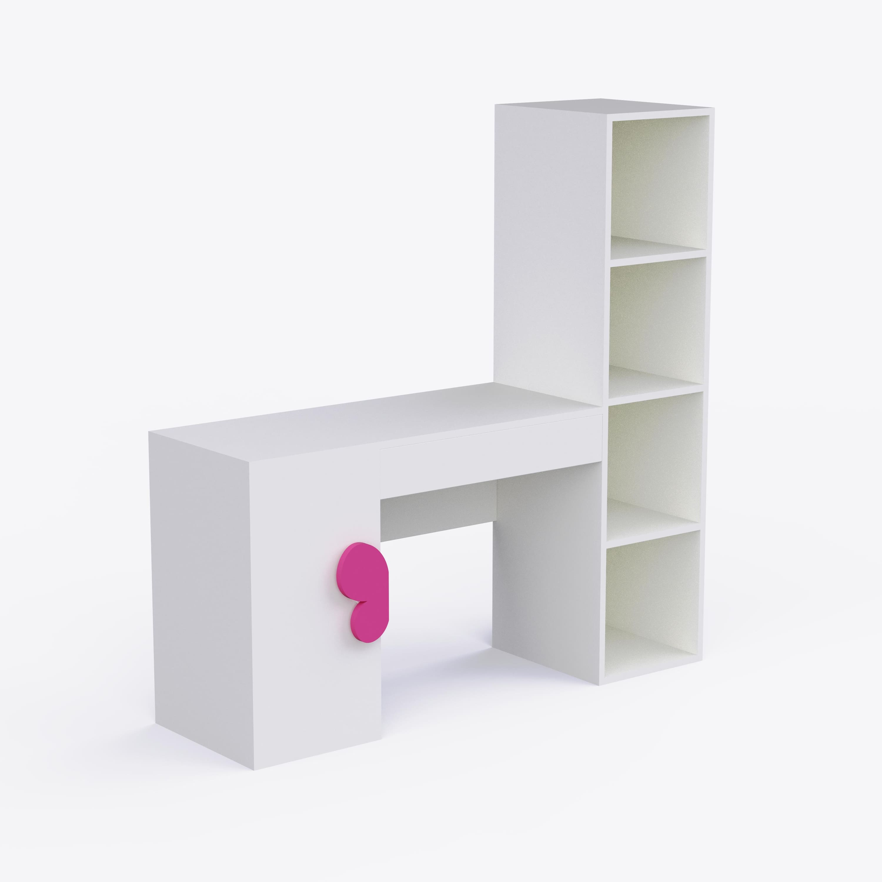 Joy Ride Study Table In White & Pink Colour
