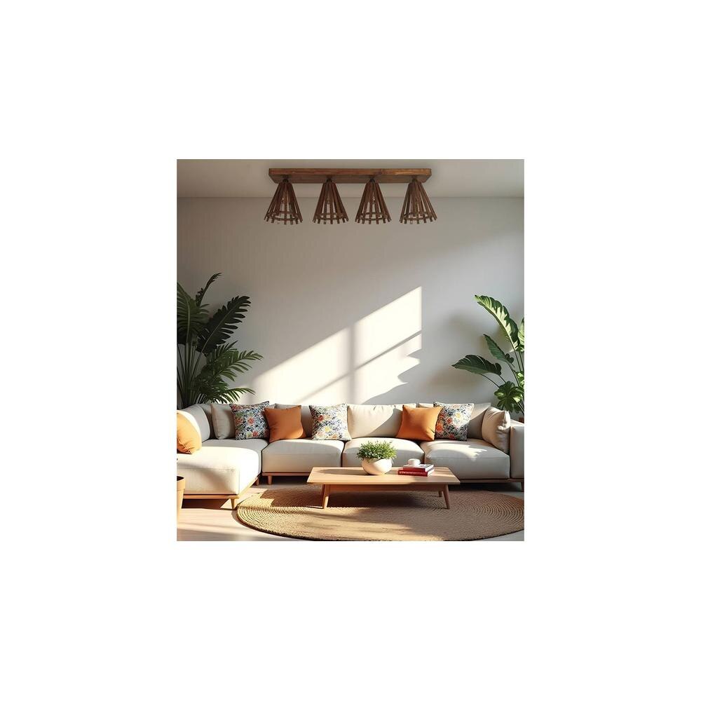 Funnel Brown Solid Wood Ceiling Light