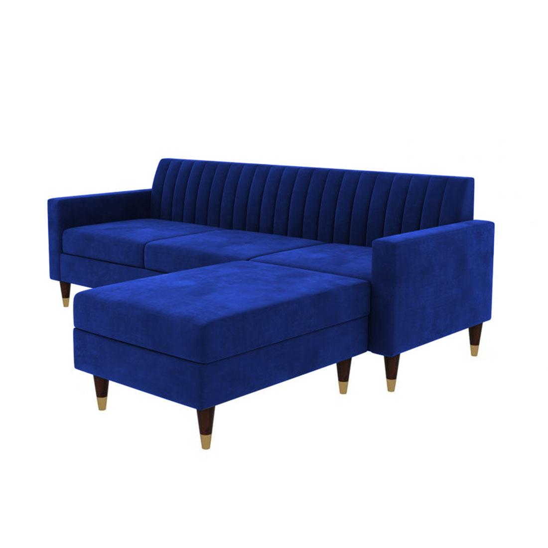 Deeplac Sectional Fabric Sofa - Navy Blue