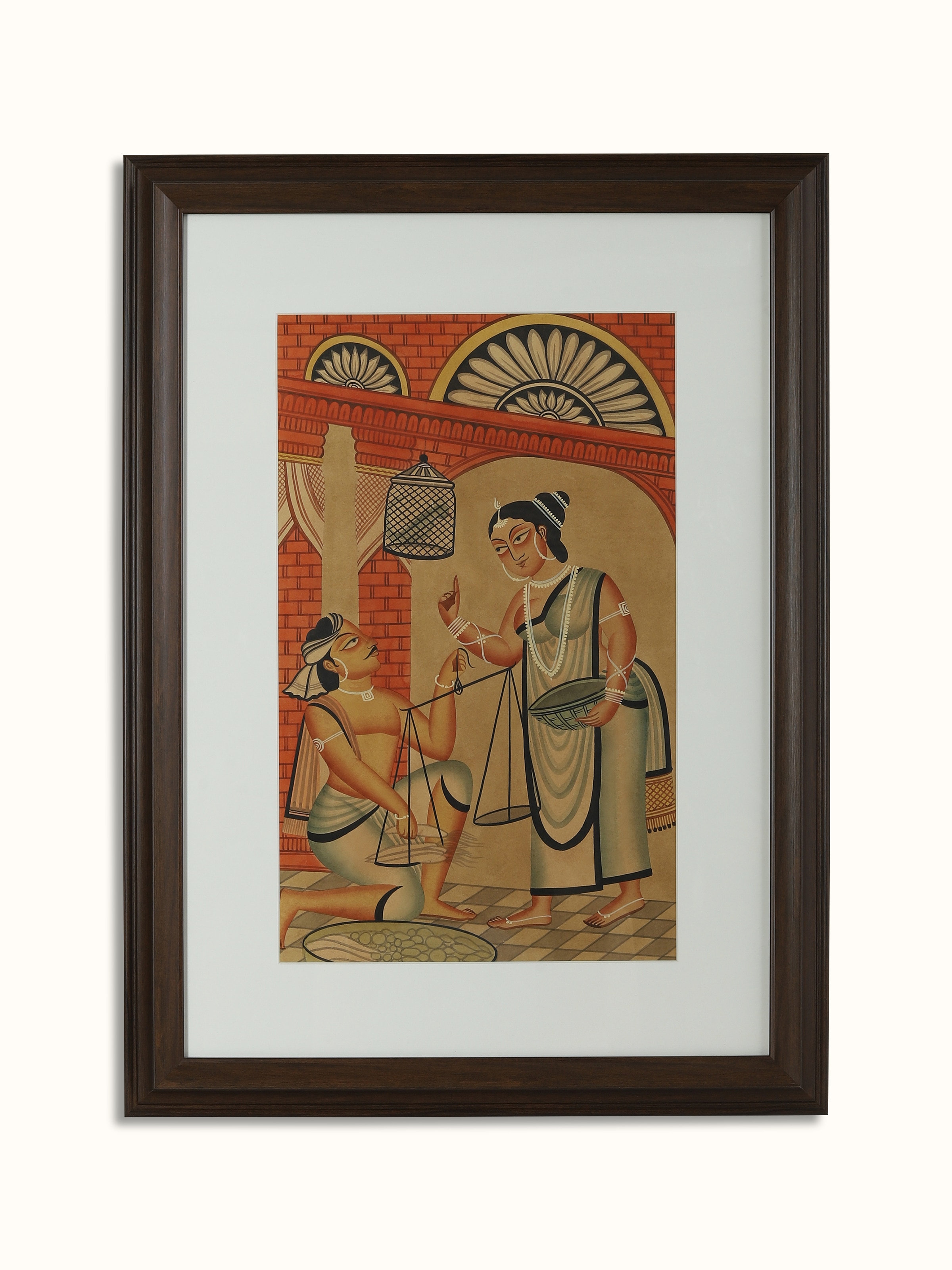 Front view of Negotiation Scene Kalighat Painting