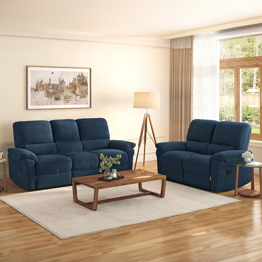 Bernice Two Seater Recliner in Capri Blue Colour