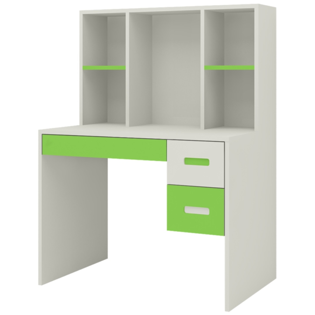 Tiara Kids Study Desk with 3 Drawers and Built In Bookshelf in Verdant Green Colour