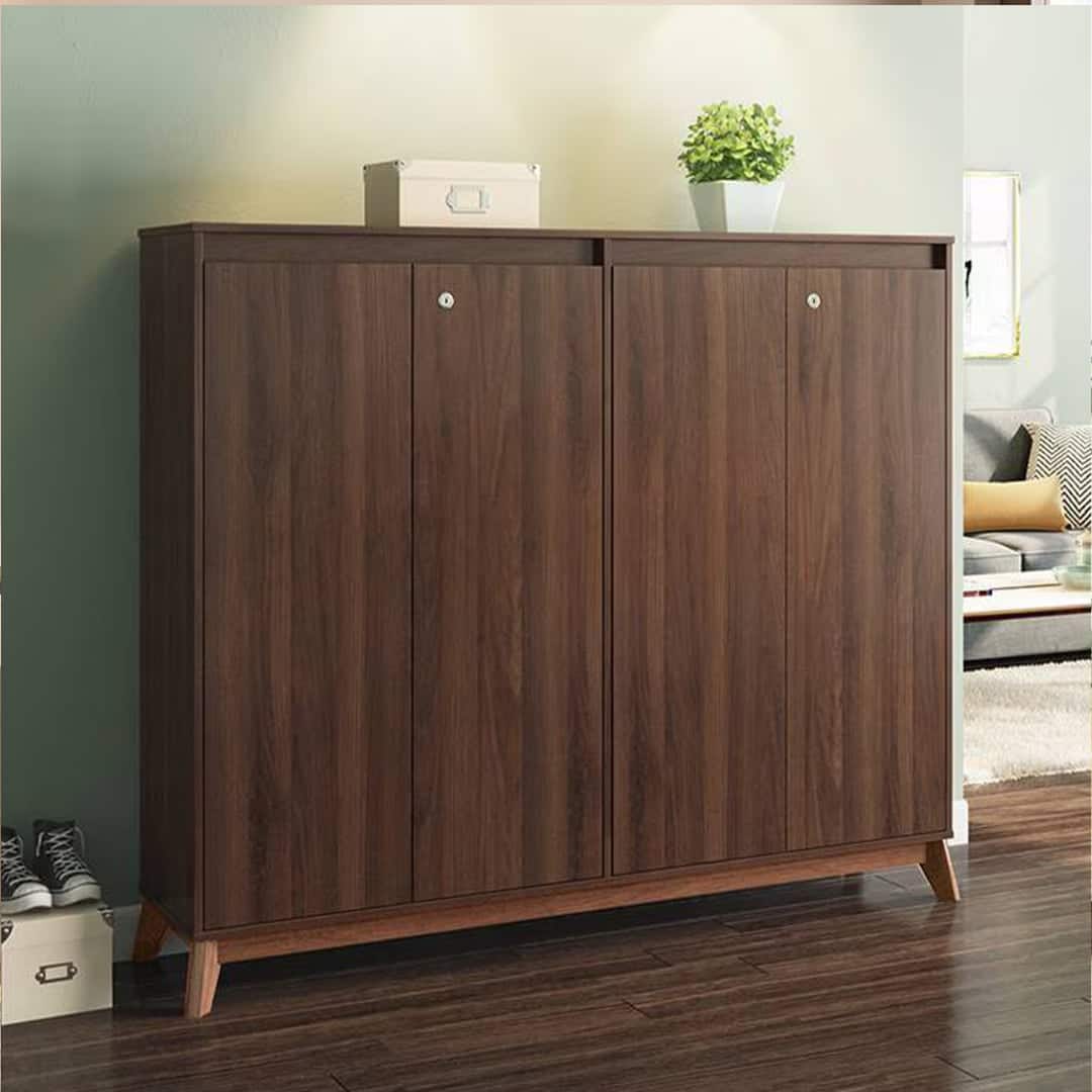 Webster 48 Pair Shoe Rack in Walnut Finish