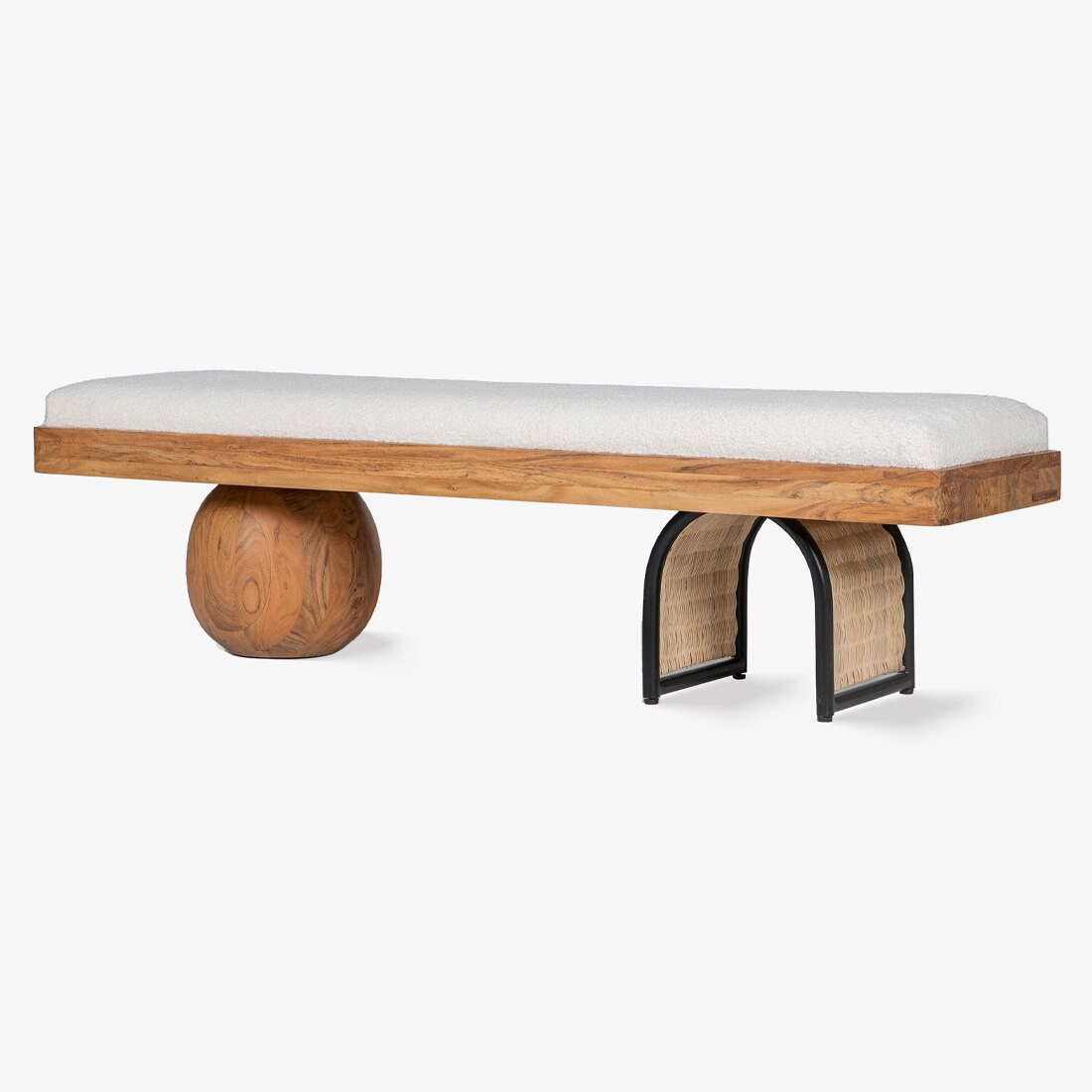 Andaman Avis Solid Wood Bench in Off White Colour