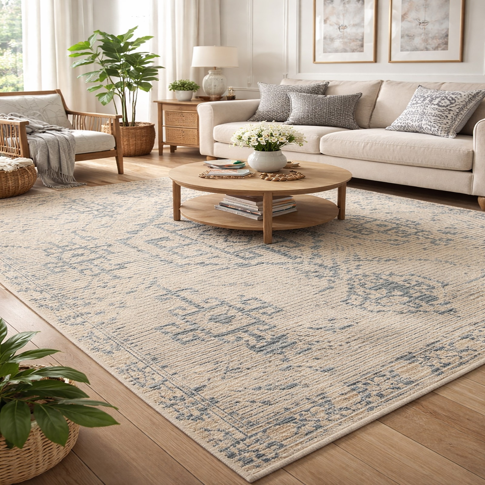 TROY Wool Rectangle Carpets Hand Tufted in Blue Colour - The Woven Legacy
