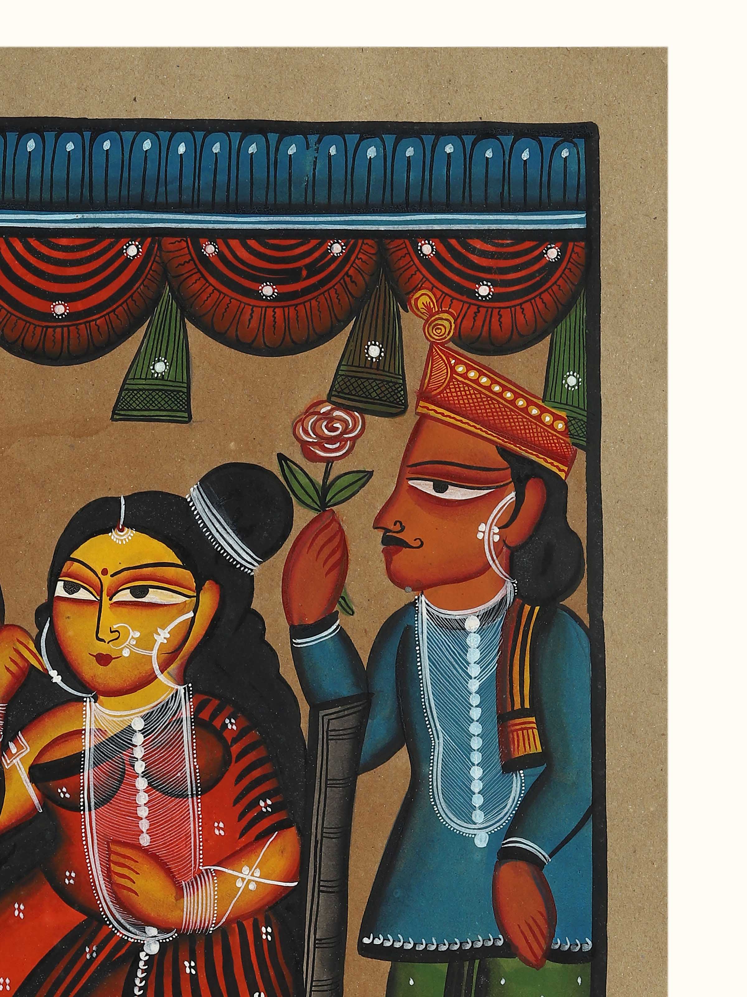 Detail shot of Babu Bibi Kalighat Painting