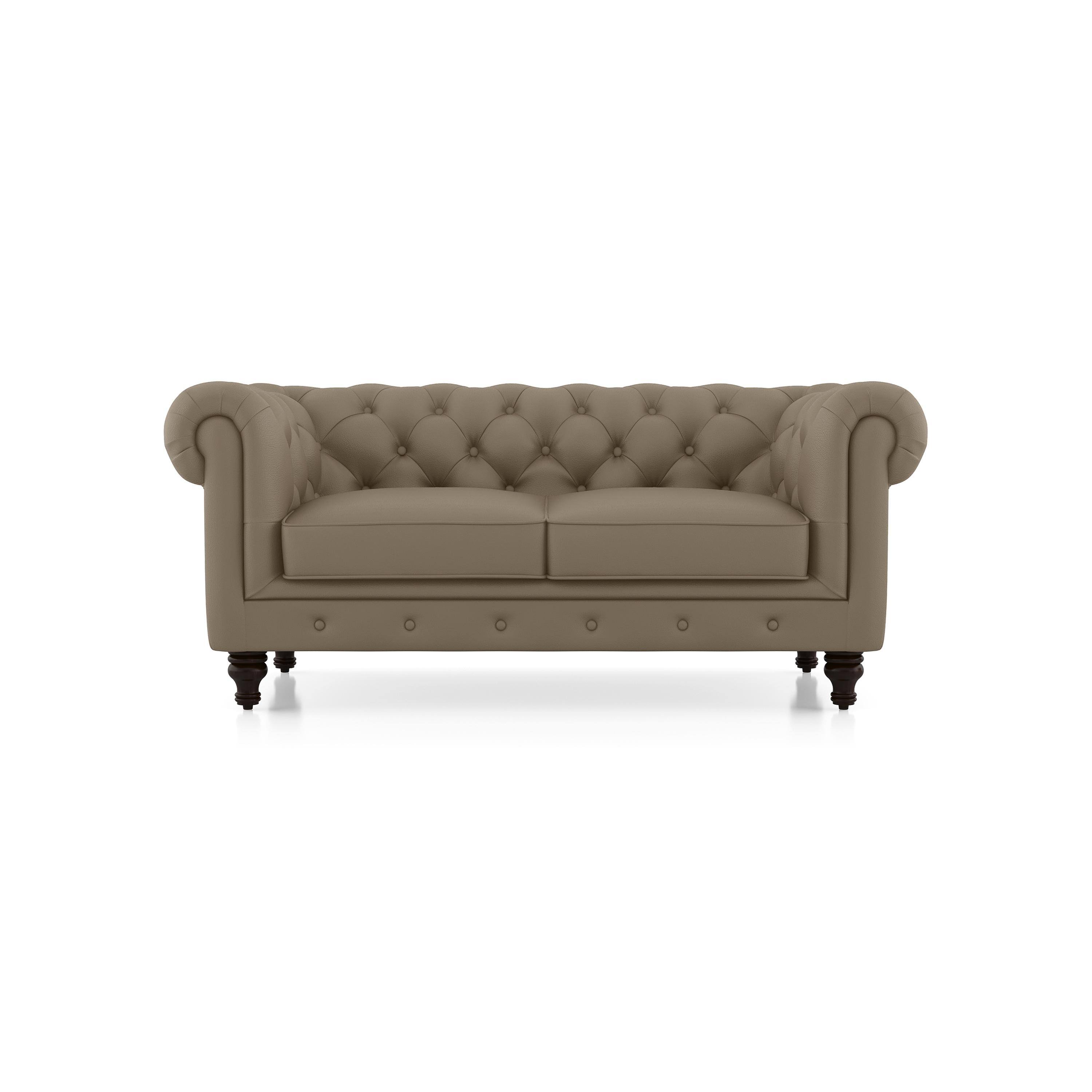 Winchester 2 Seater Half Leather Sofa In Dark Truffle Italian Leather