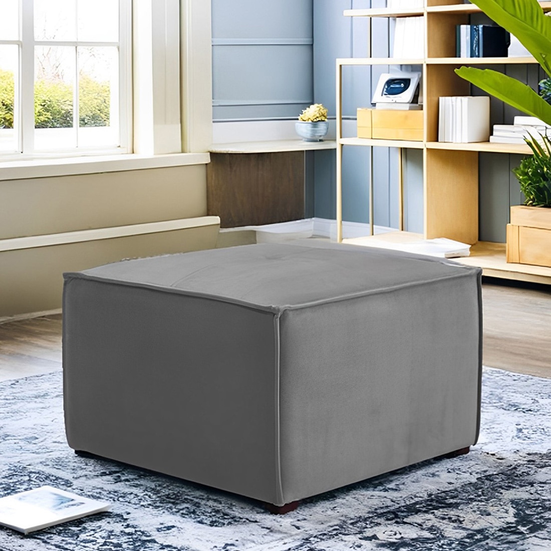 Emmett Ottoman in Midnight Grey Colour - Expressionist By Mohanbir