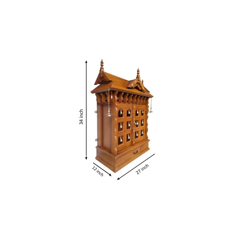 tripti engineered wood prayer unit in teak finish