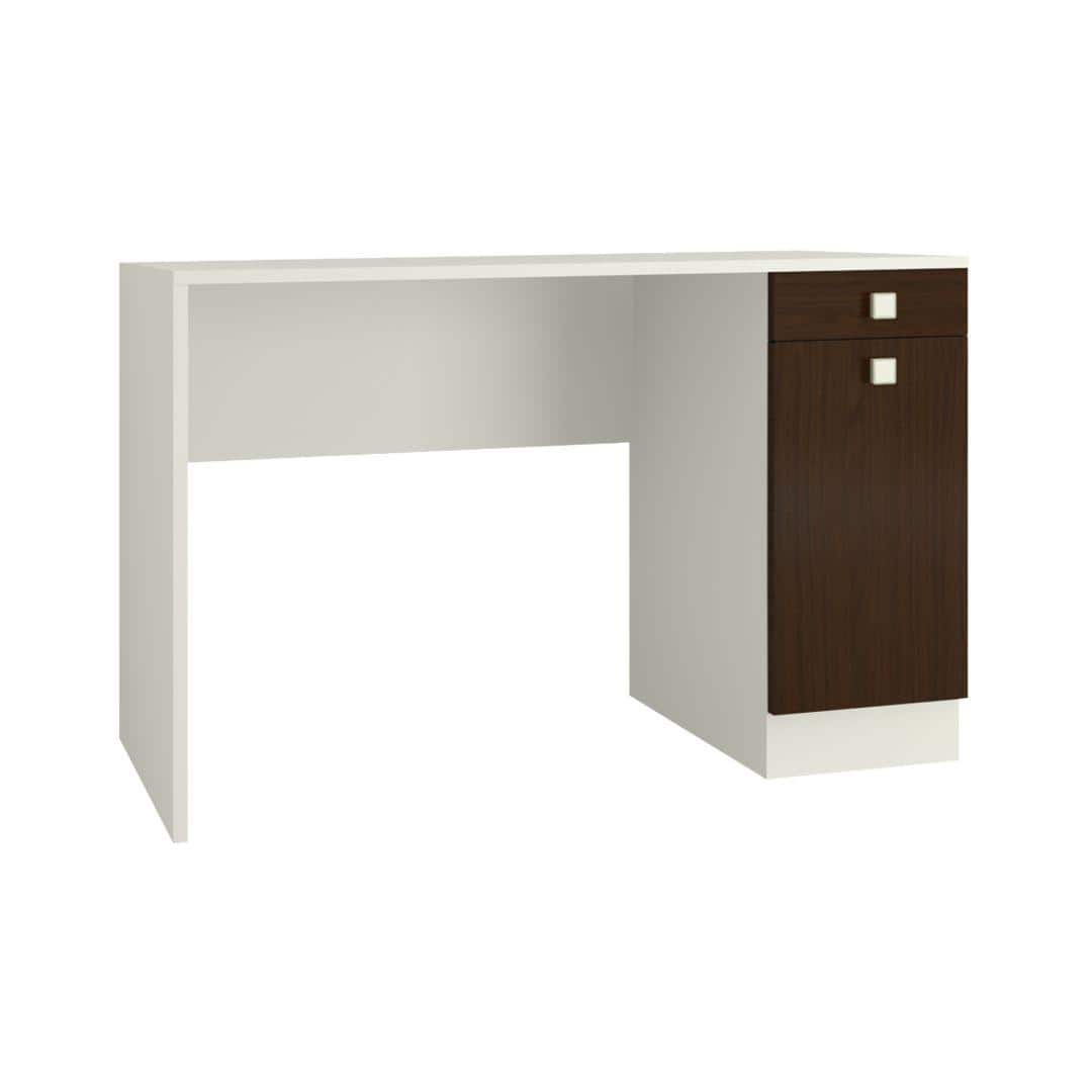 Celestia Study Desk with Shuttered Cabinet and Drawer in Coffee Walnut Colour