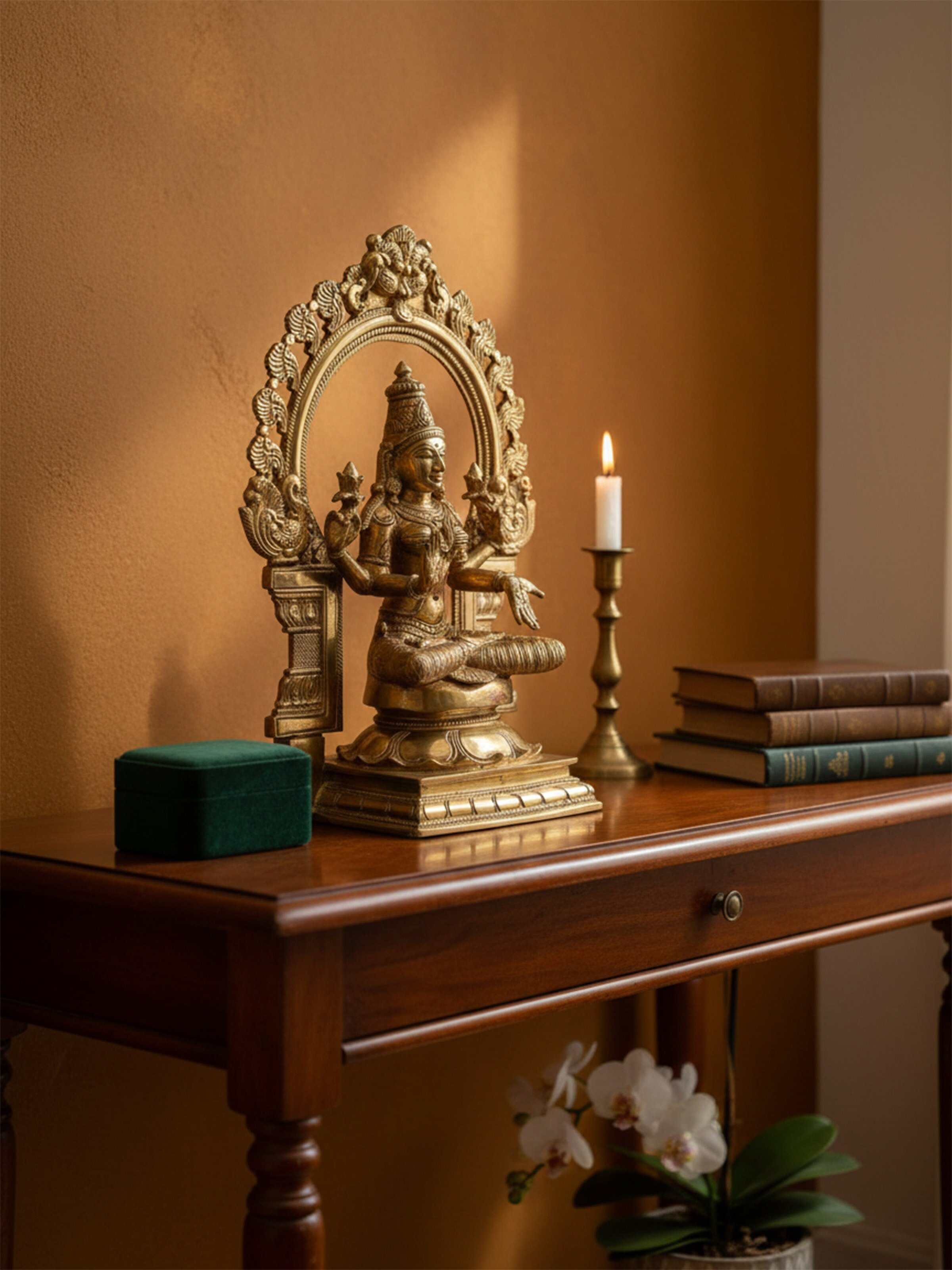 Bronze Cast Sitting Lakshmi Idol