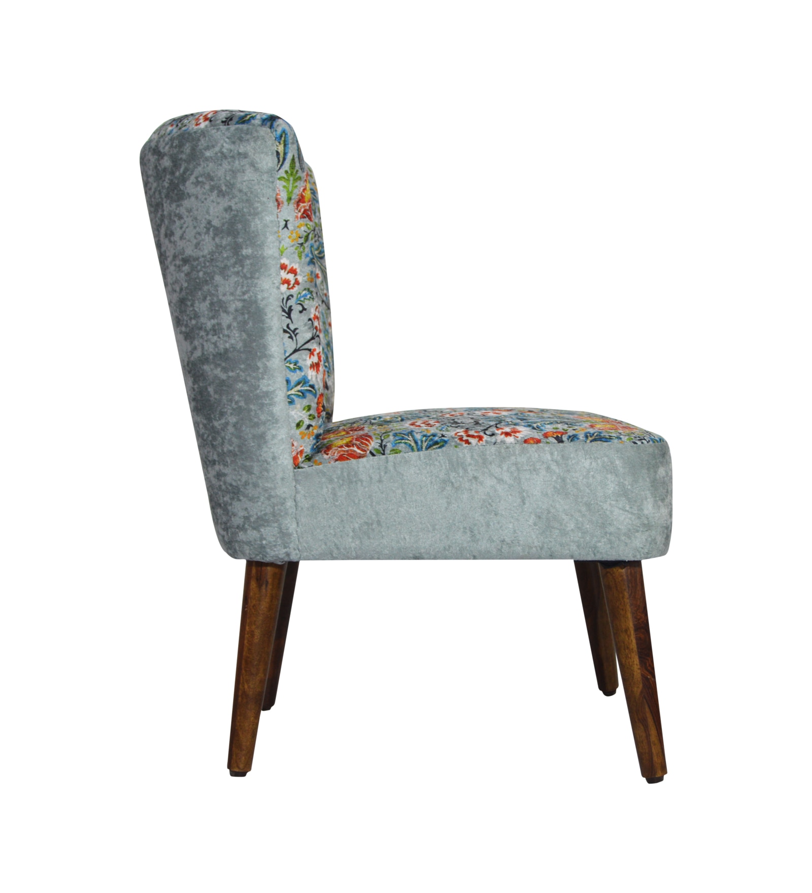 Rowan Accent Chair in Silver and Red Floral Pattern
