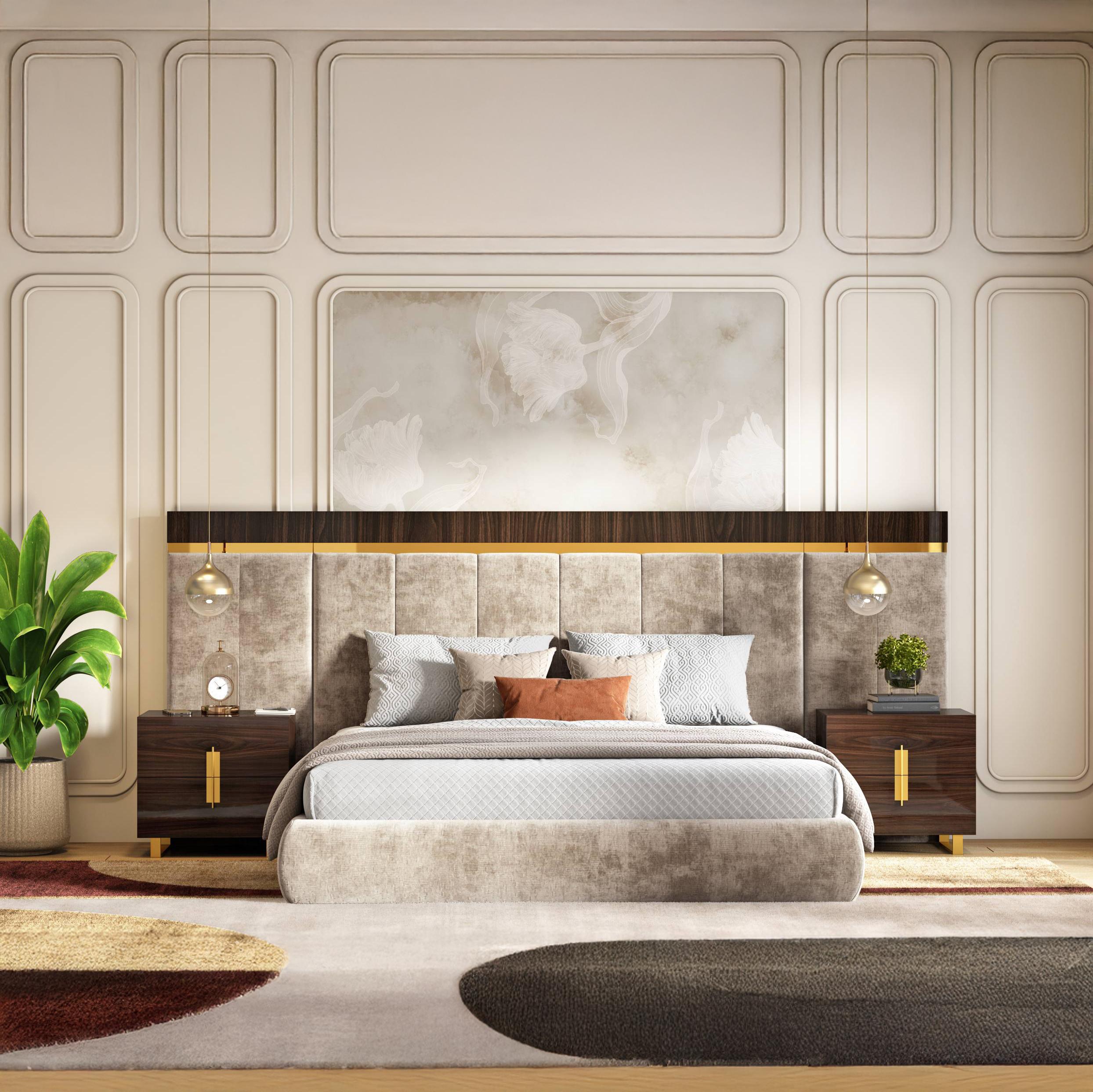 Aurelia Upholstered King Bed With Extended Headboard
