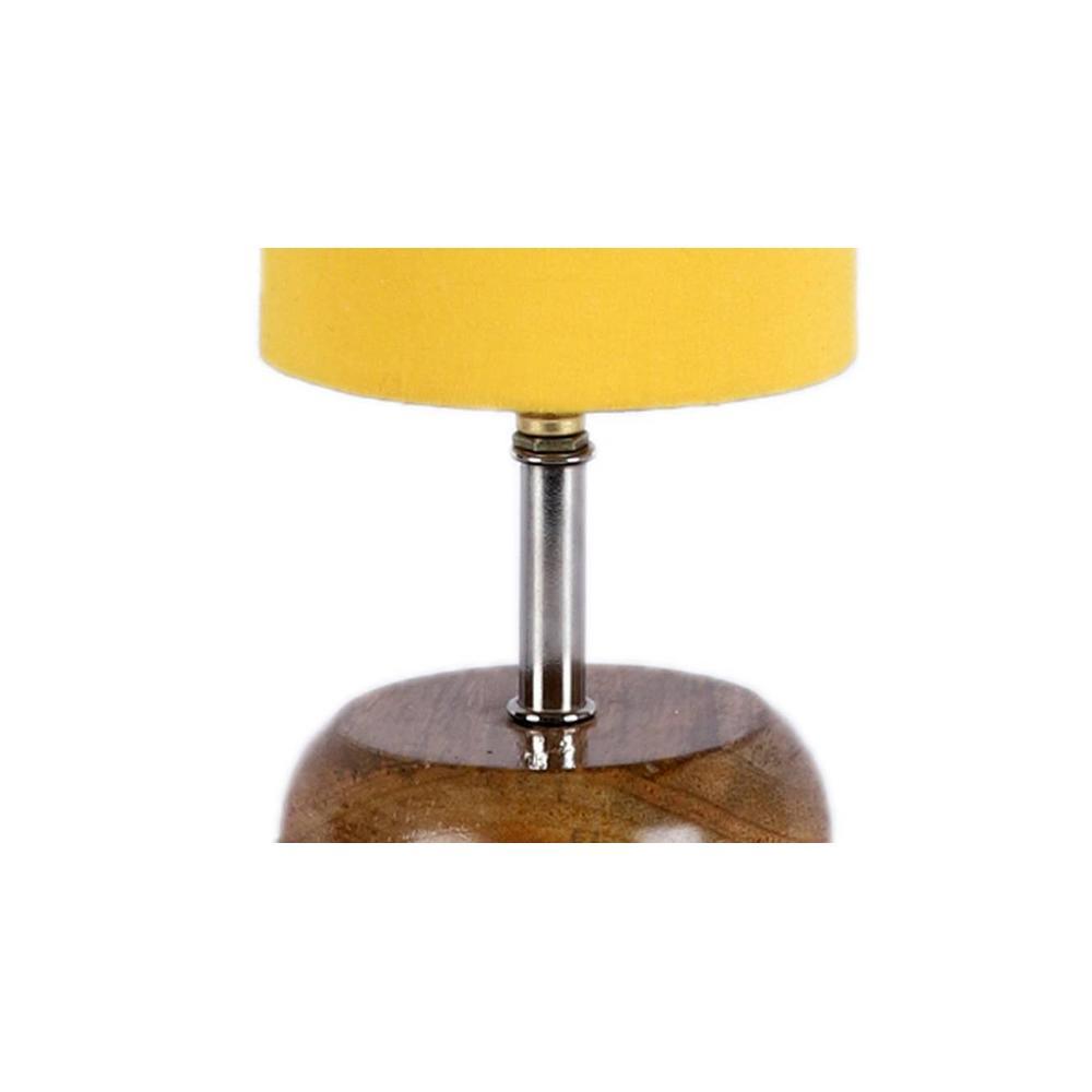 Maxine Yellow Fabric Shade Table Lamp with Natural Wooden Base