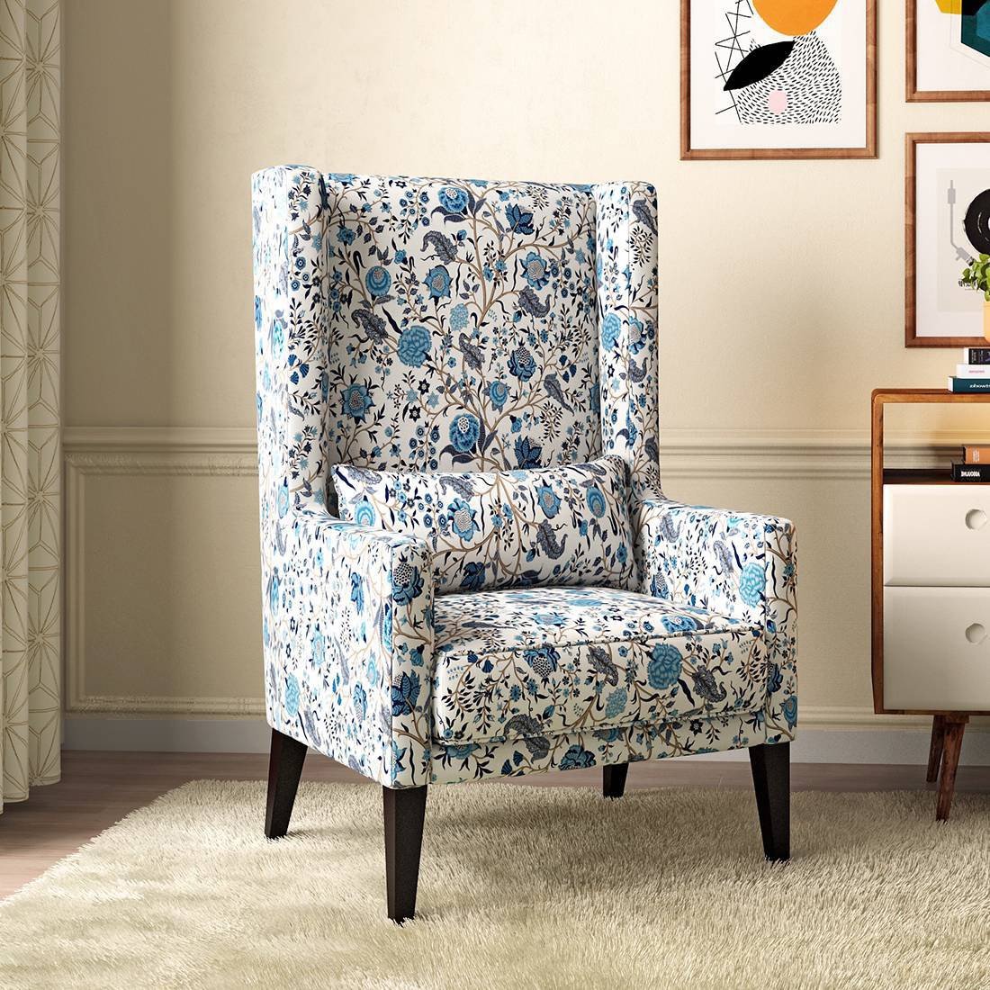 Morgen Lounge Chair in Calico Floral Retreat Blue Colour