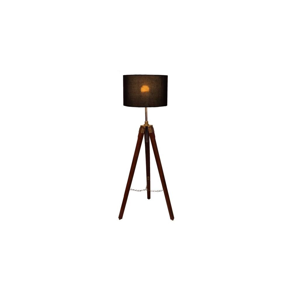 Poppy Black Cotton Floor Lamp with Metal