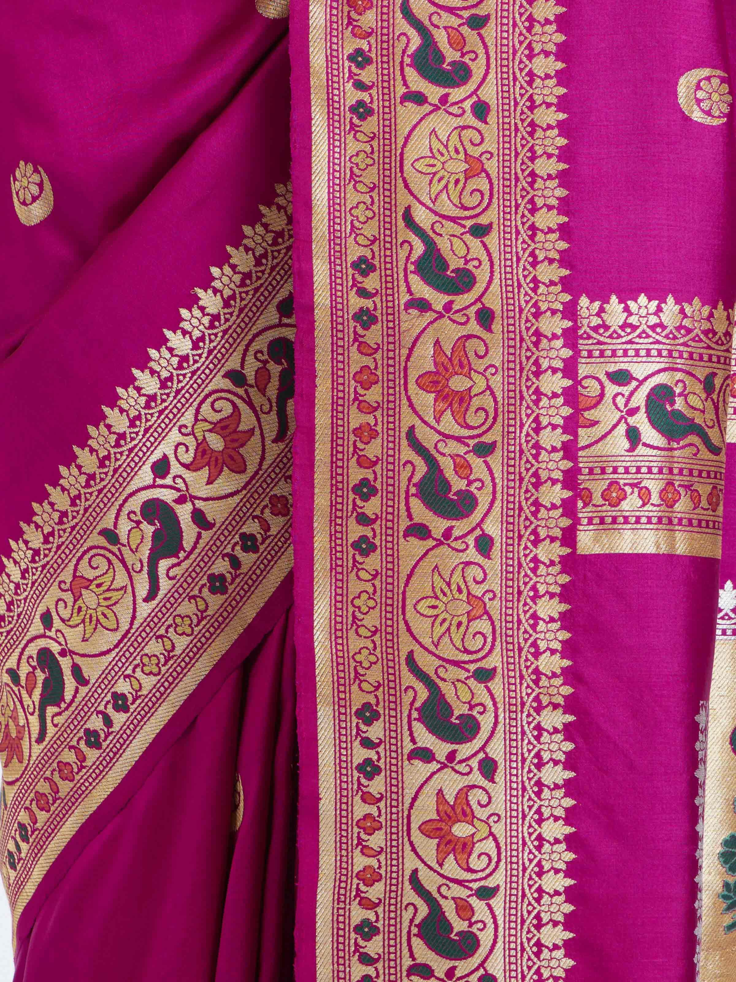 Purple Ashavali Brocade Silk Saree