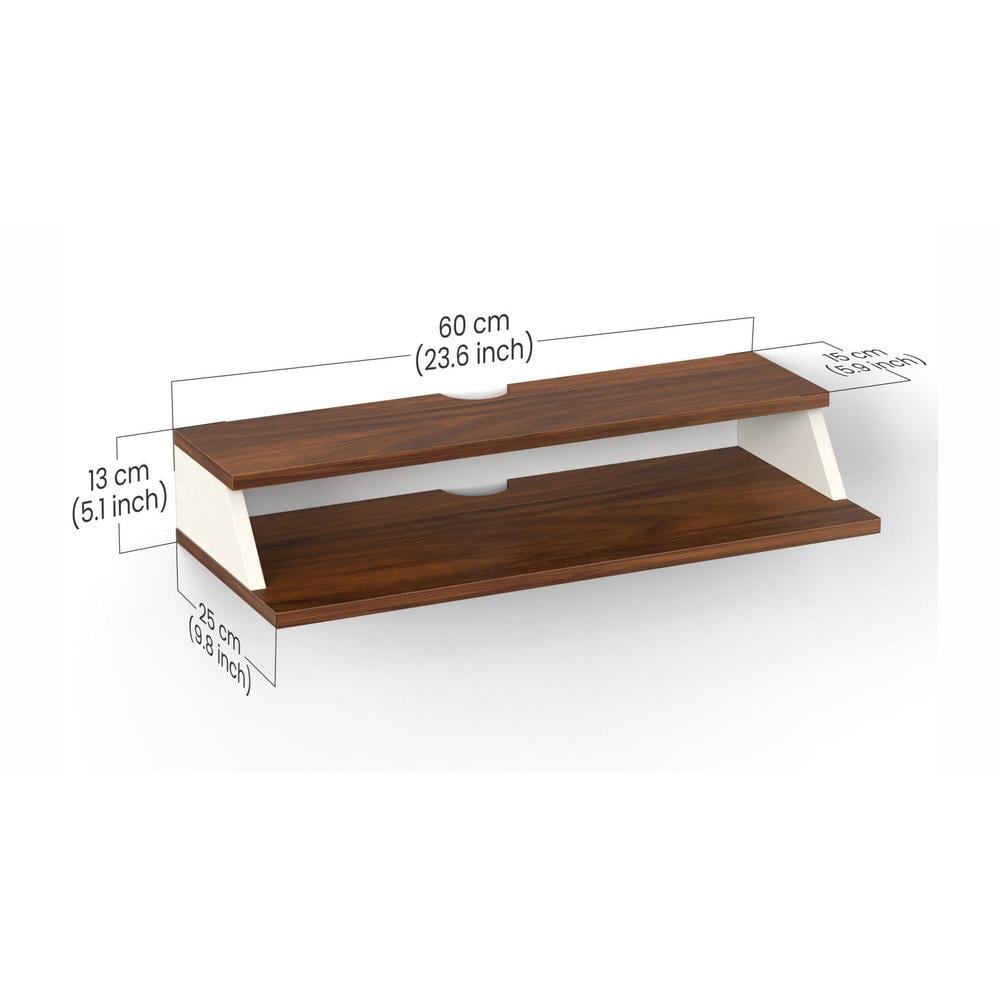 Maisy Engineering Wood Wall Mount TV Entertainment Unit Set Top Box Stand/TV Cabinet with Shelves for Books & Décor Display Unit Bed Living Room Upto 42 Inches (Brown Maple & White)