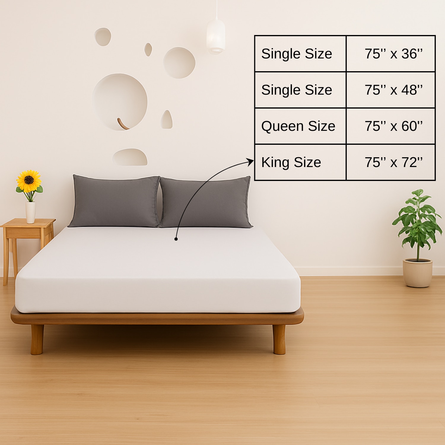 Premium Terry Polyester Fabric Waterproof Mattress Beige King 75X72