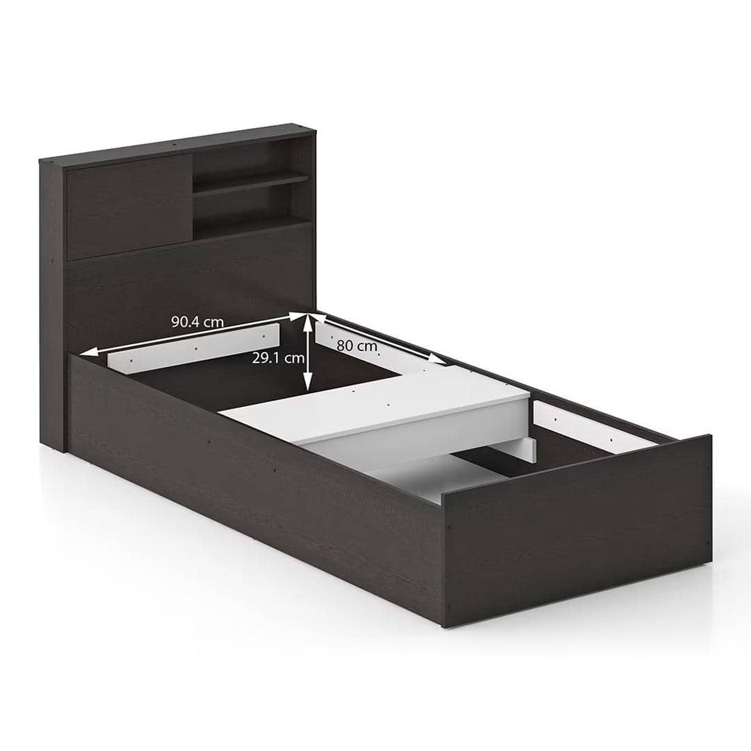 Amy Engineered Wood Single Size Box Storage Bed In Dark Wenge Finish