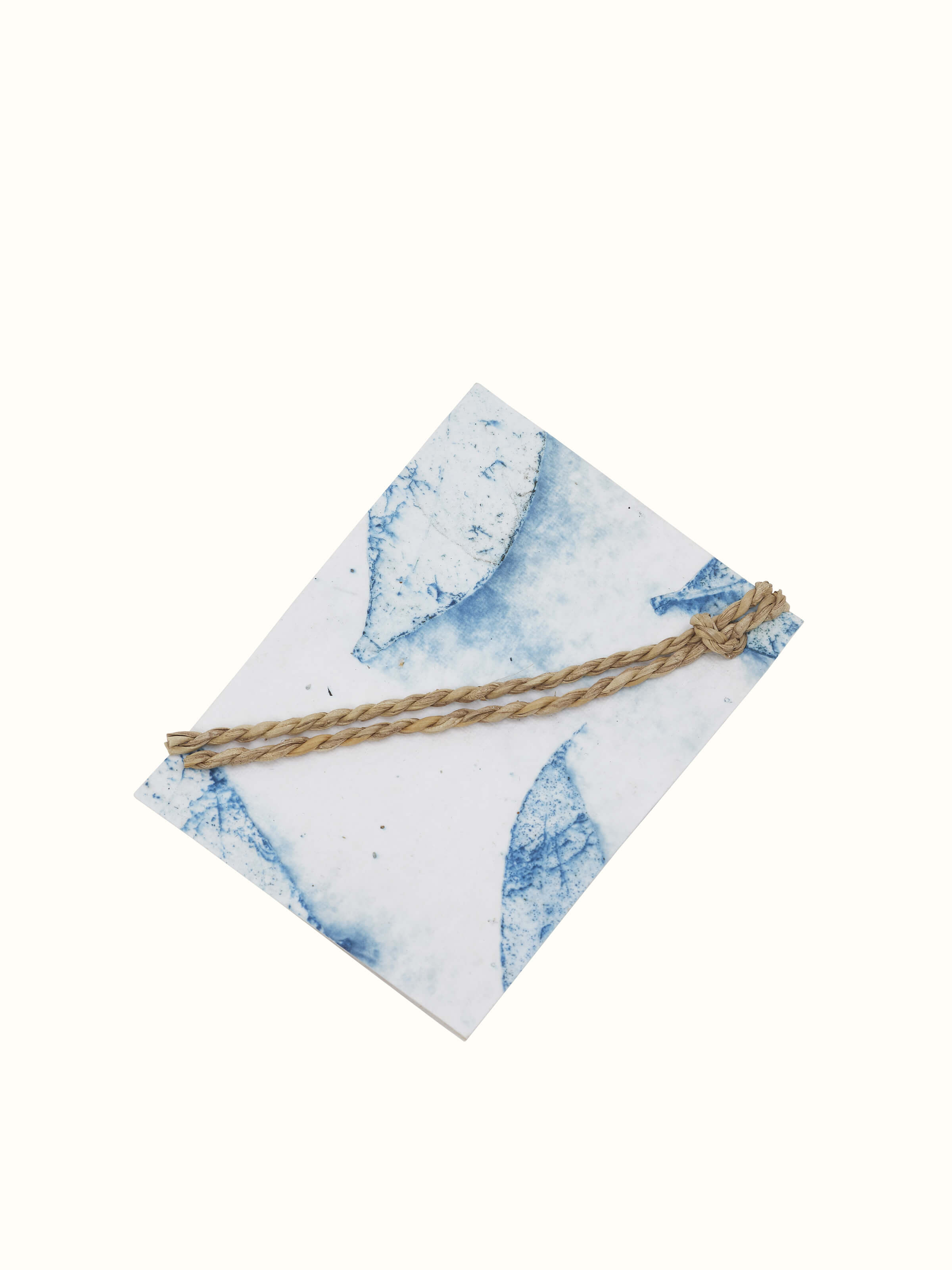 Front view of Auroville Handmade Paper Gift Tags in blue color, showcasing five intricately crafted gift tags