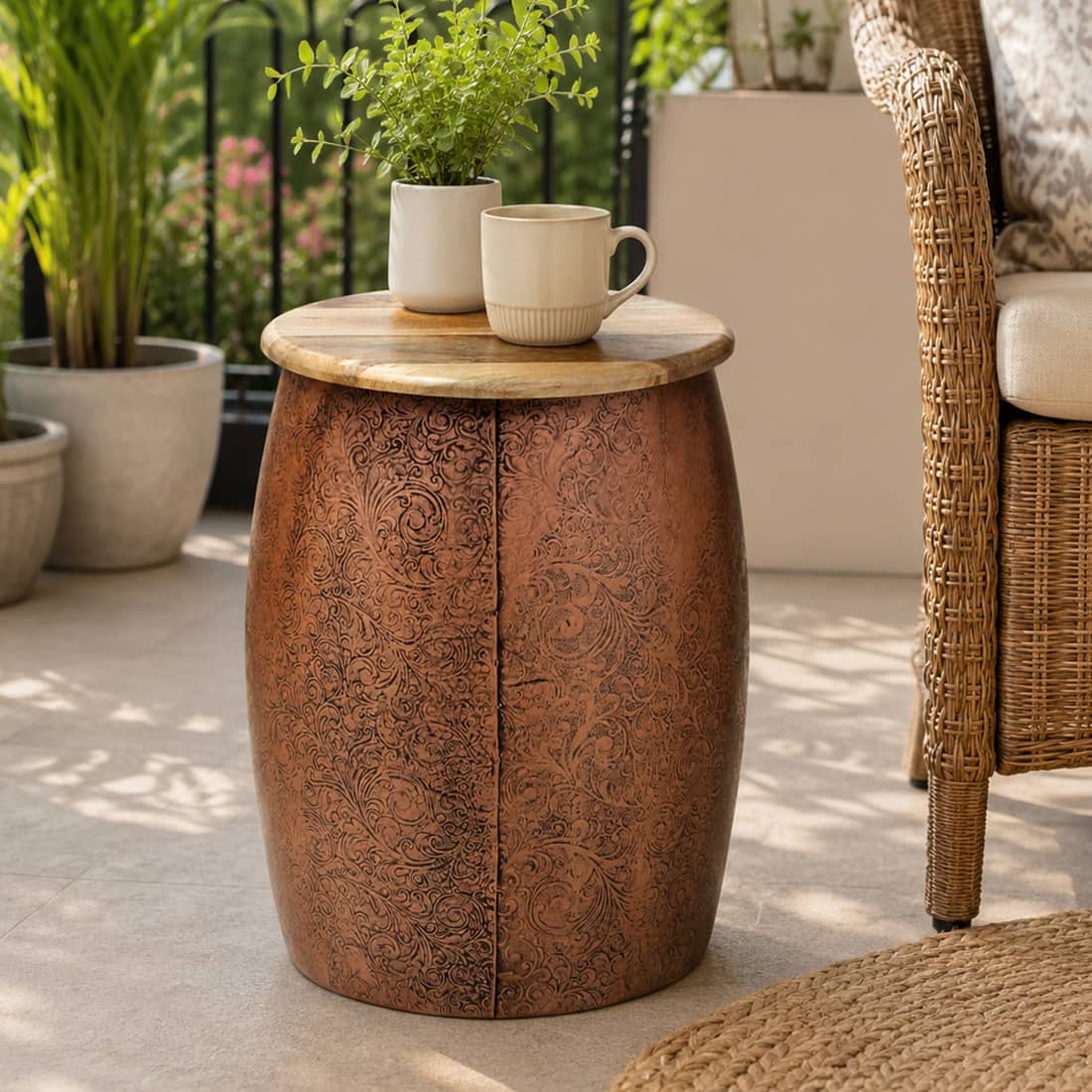 Rajwada Metal Side Table in Gold Finish - Bhavya Exports